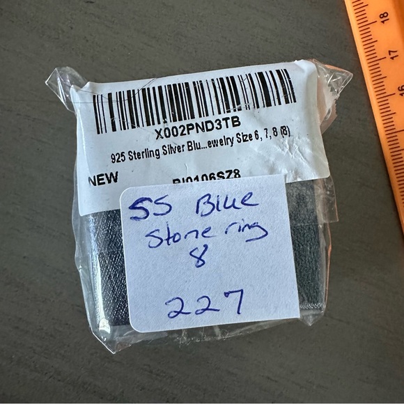 SUVANI 925 Sterling Silver Ring Blue Lapis Lazuli Gemstone Marquise Size 8 - Picture 8 of 8